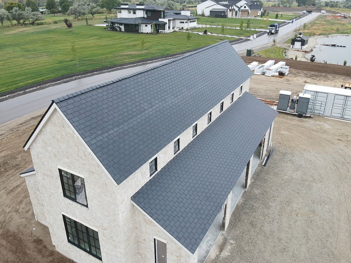 Synthetic slate roofing on a Treasure Valley custom home