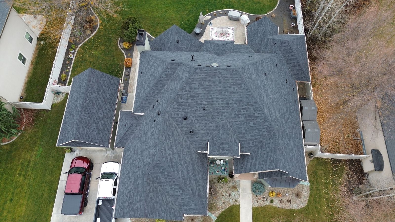 A large estate reroof from above