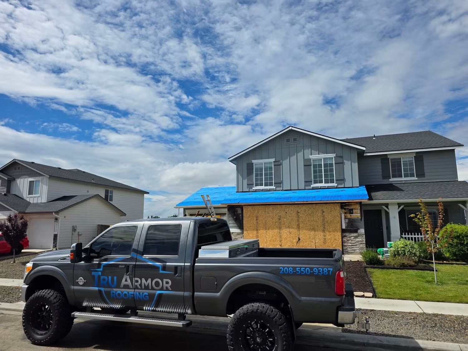 The Tru Armor truck at a restoration job