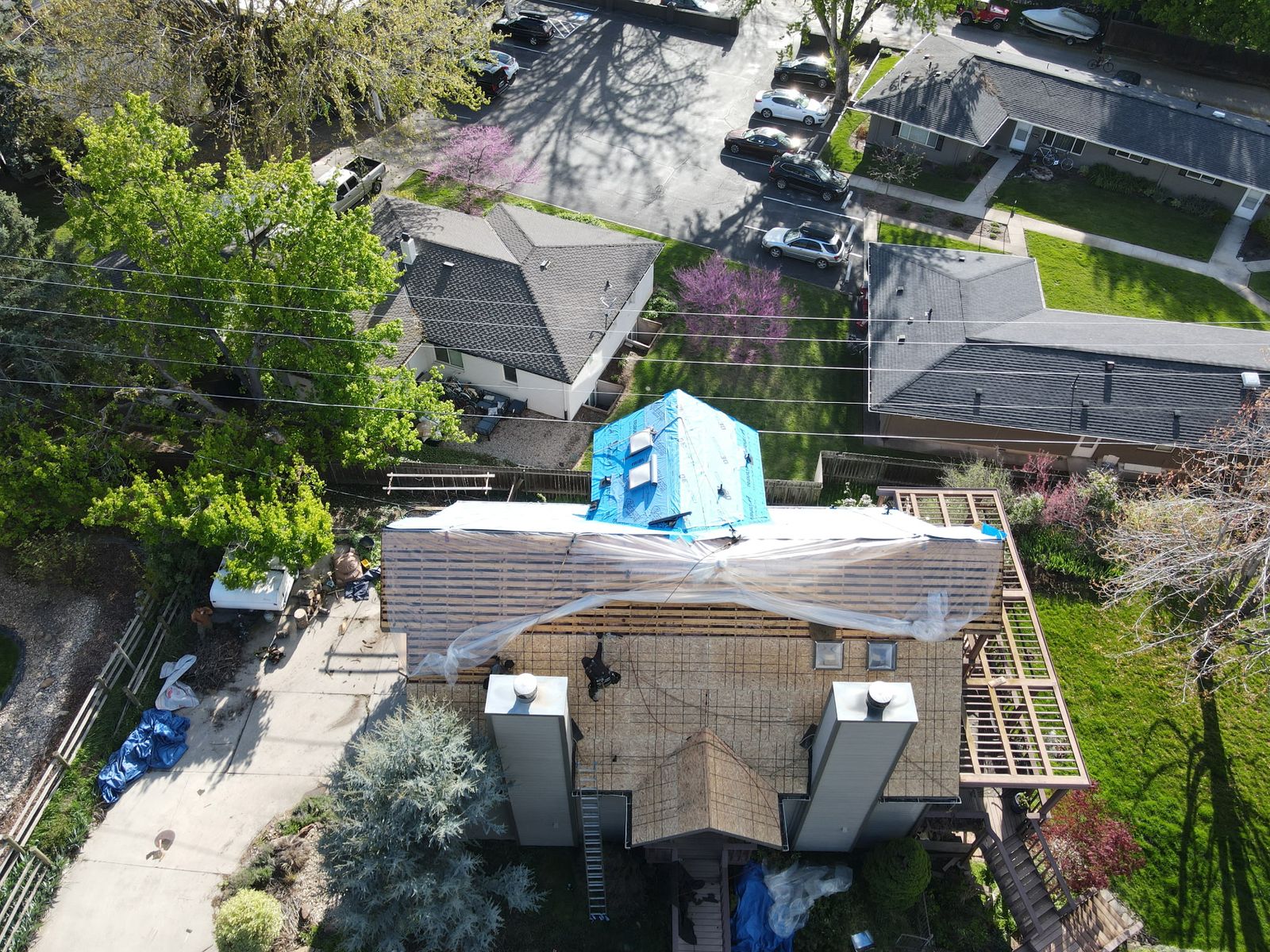 Tear-off with blue underlayment